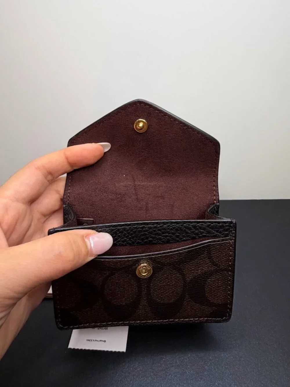COACH Wyn Business Card Case Wallet Signature Canvas